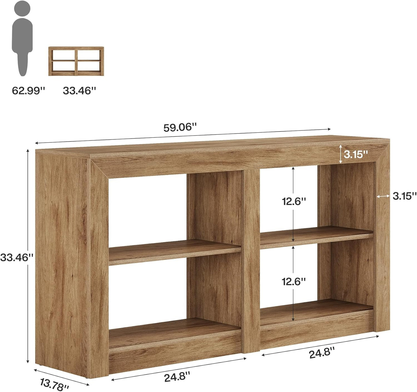 Tribesigns Farmhouse Console Table, Hallway Table for Entryway, Wood Console Behind Couch for Living Room, Hallway, Foyer, Oak