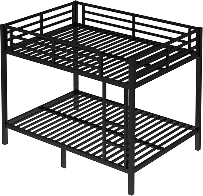 Bellemave Full Over Full Bunk Bed for Adults, Full Size Bunk Beds Frame with Build in Ladder, Black