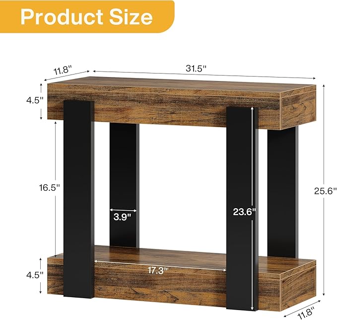 Tribesigns Narrow End Table Set of 2, 2-Tier Farmhouse Side Table with Storage Shelf for Living Room, Rectangular Night Stand and Bedside Tables for Bedroom, Brown