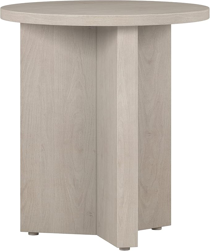 Henn&Hart 20" Wide Round Side Table in Alder White, for Home, Living Room, Bedroom, Entertainment Room or Office