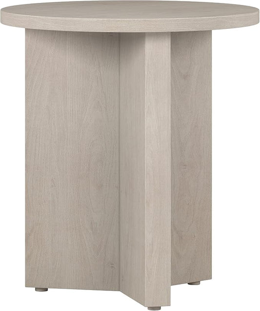 Henn&Hart 20" Wide Round Side Table in Alder White, for Home, Living Room, Bedroom, Entertainment Room or Office