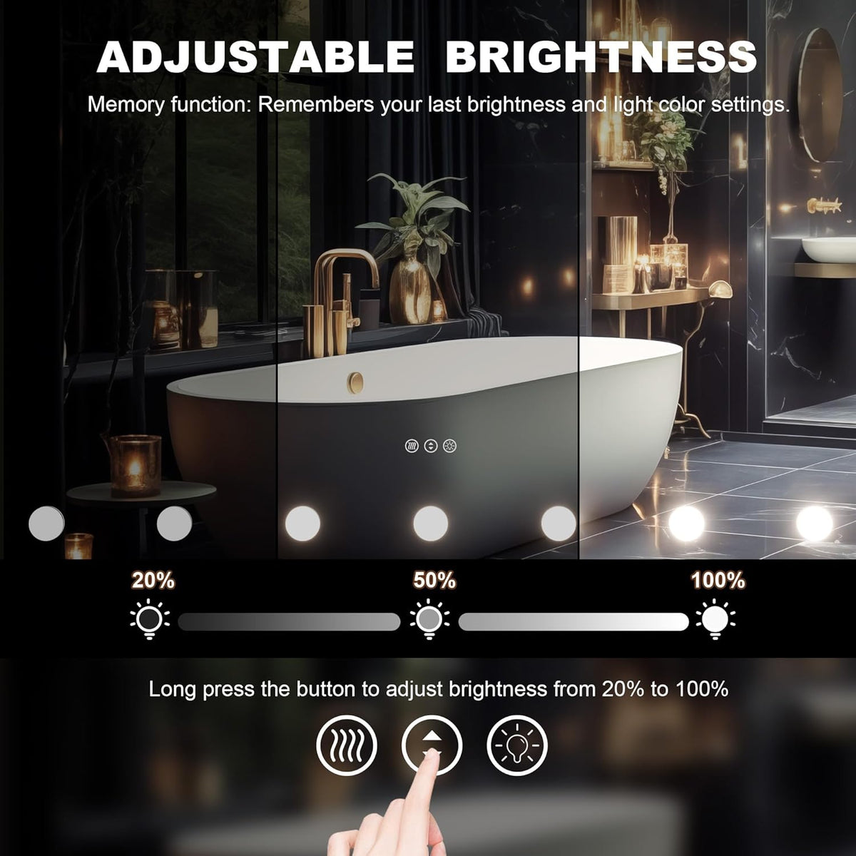 Hasipu LED Bathroom Mirror with Lights, 59" x 30" Hollywood Wall-Mounted Bathroom Mirror with 24 Dimmable Bulbs, 3 Colors Modes, Touch Control, Anti-Fog, Memory Function, Shatter-Proof, ETL Listed