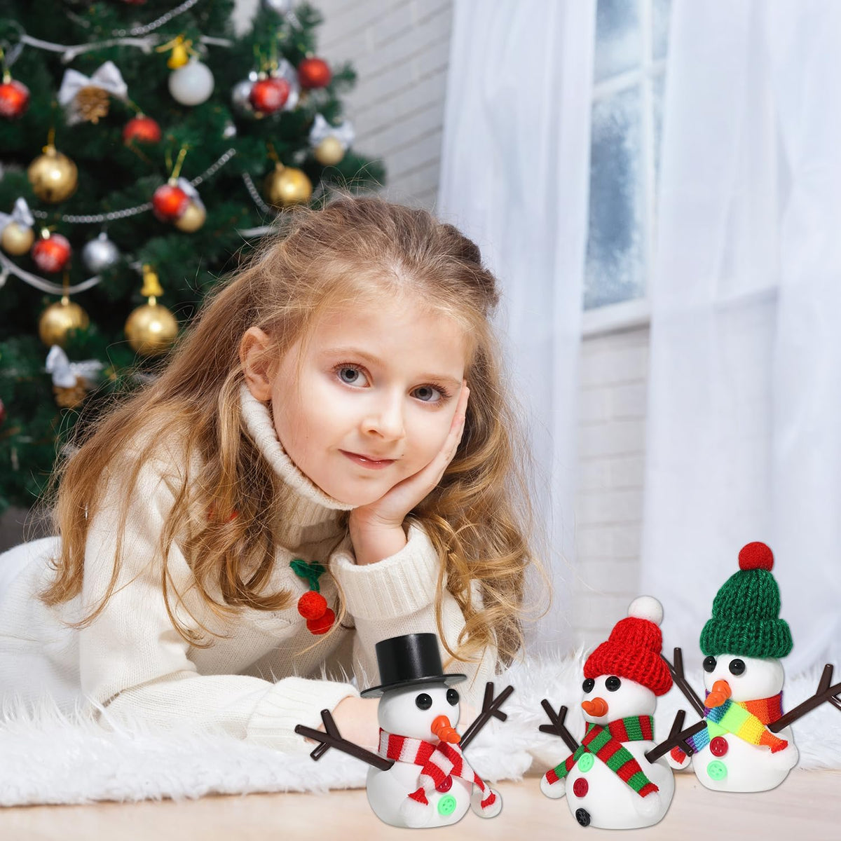 Build a Snowman Kit - Christmas Crafts, Modeling Clay DIY Kit, Creative Kids Air Dry Modeling Clay, Xmas Holiday Party Decor Gift
