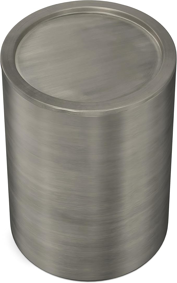 SIMPLIHOME Corbin Industrial 16 Inch Wide Metal Side Table in Antique Silver, Fully Assembled, For the Living Room and Bedroom