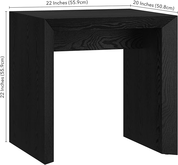 Henn&Hart 22" Wide Rectangular Side Table in Natural Black, for Home, Living Room, Bedroom, Entertainment Room, Office