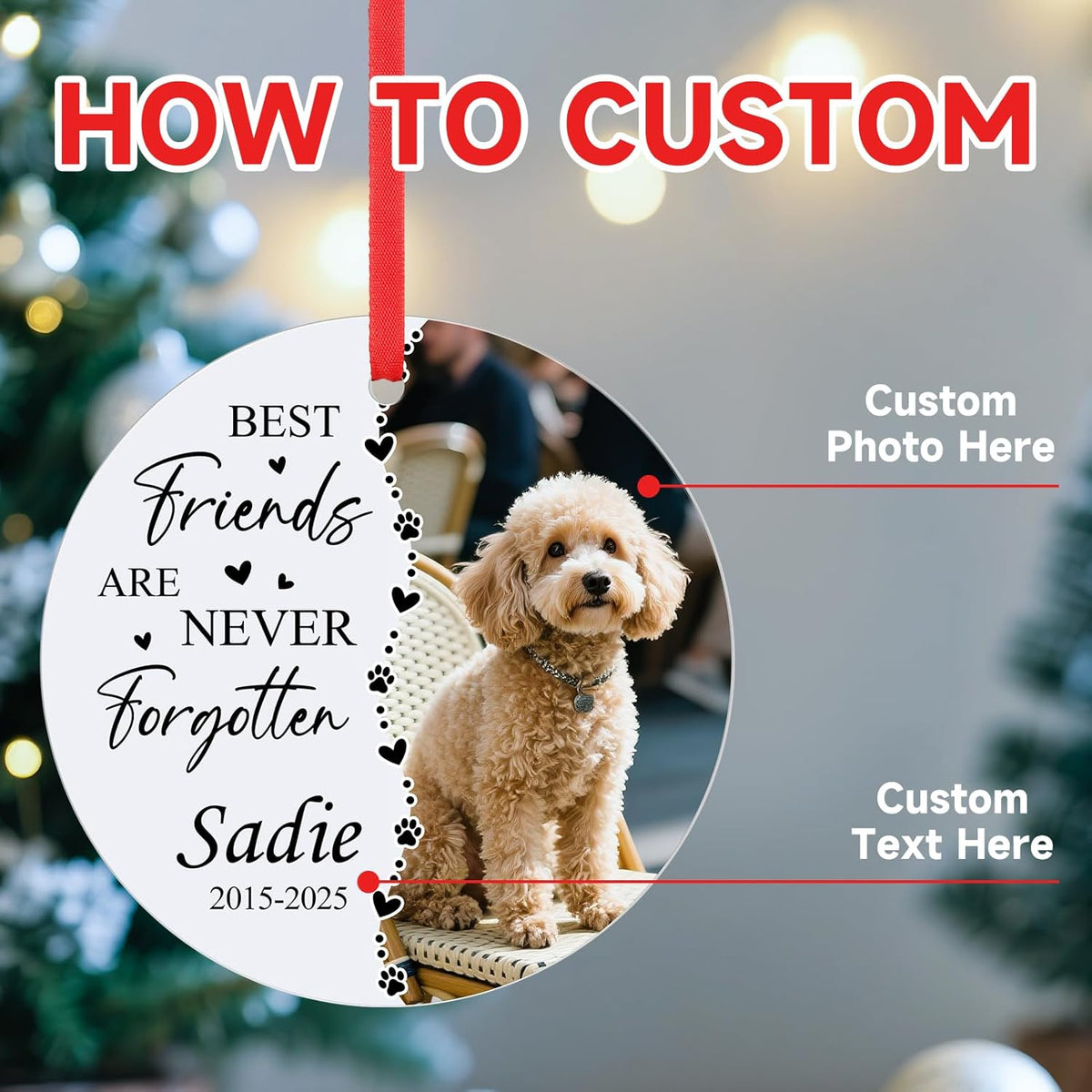 Personalized Pet Memorial Gifts - Custom Photo, Name & Dates - Sympathy Keepsake Gift for Loss of Loved One - Pet Memorial Ornament for Loss of Dog, Cat