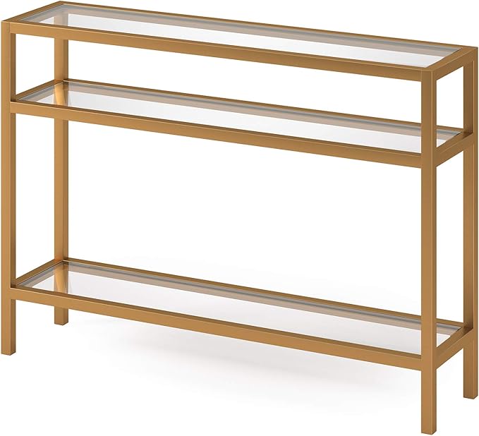 Henn&Hart 42" Wide Rectangular Console Table in Brass, Entryway Table, Accent Table for Living Room, Hallway