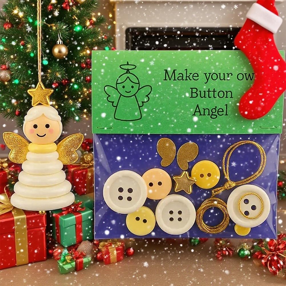DIY Christmas Button Ornament Making Set - Snowman/Santa/Angel, Fun Holiday Craft Kit for All Ages, Ideal Xmas Tree Hanging Decor & Festive Gifts (B12)