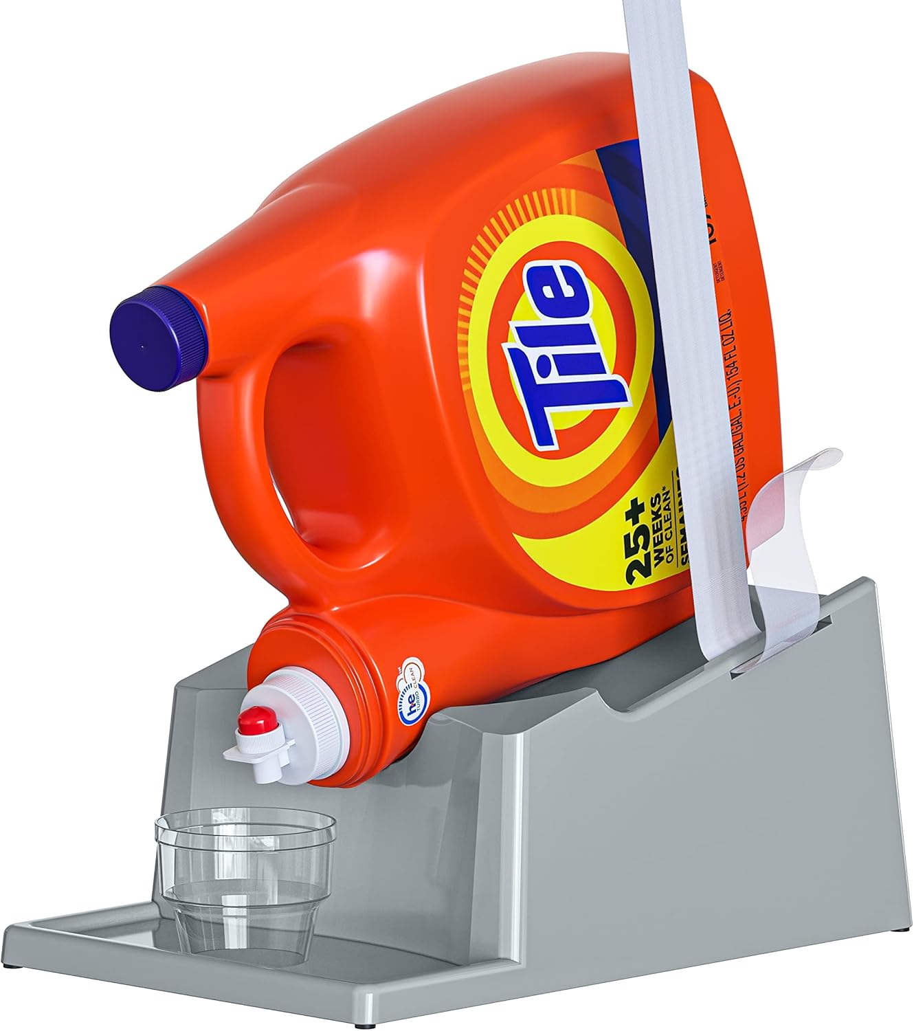 TidyFriend 2 Pack Liquid Laundry Detergent Holder Stand with Drip Tray & Rubber-Grip Feet, Stand for Laundry Room Organization and Storage, Fabric Softener Dispenser with Cup Holder (Grey)