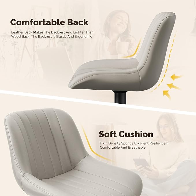 Nalupatio Bar Stools Set of 2, Adjustable Modern Swivel Bar Stools with Backs, Counter Height Performance Fabric Island Chairs for Home Kitchen, Light Gray