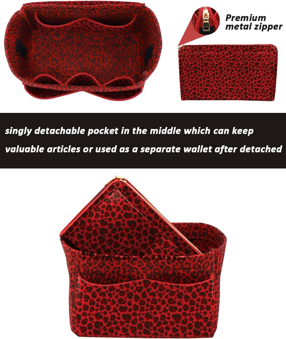LEXSION Felt Purse Bag Organizer Insert with zipper Bag Tote Shaper Fit Speedy Neverful PM MM