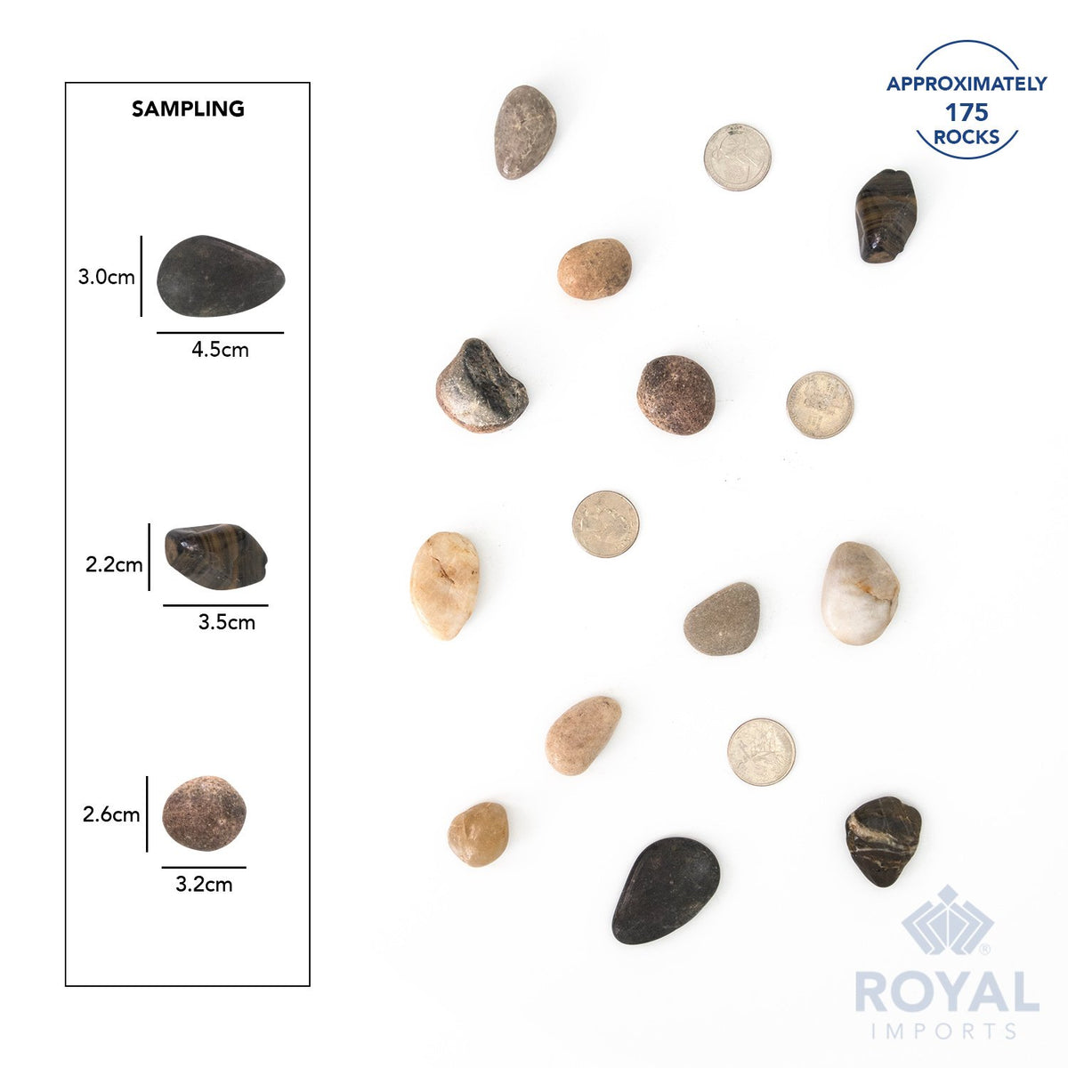 Royal Imports 5LBS River Rocks Decorative Ornamental Pebbles, Garden Landscaping Stones, Gravel Filler for Plants, Vases, Succulents, Home Decor, Aquariums, Crafting, Animal Habitat - Large Natural