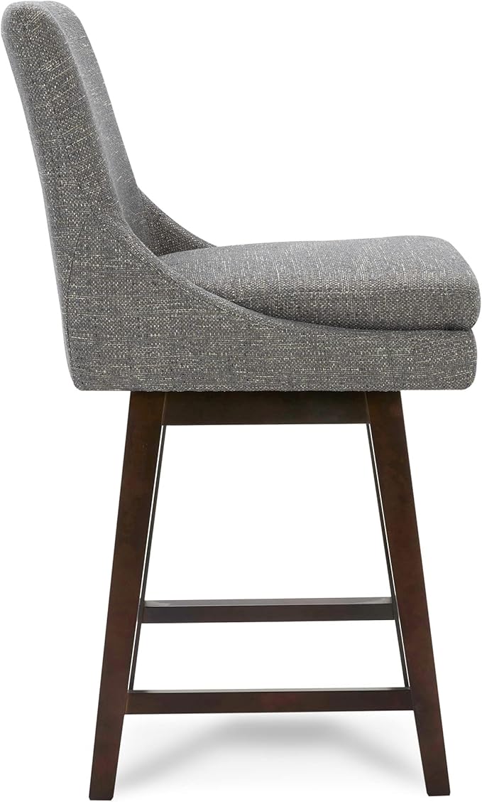 CHITA Counter Height Swivel Bar Stools with Back Set of 2, FSC Certified Upholstered Fabric Bar Stool, 26.8" H Seat Height, Fabric in Fog