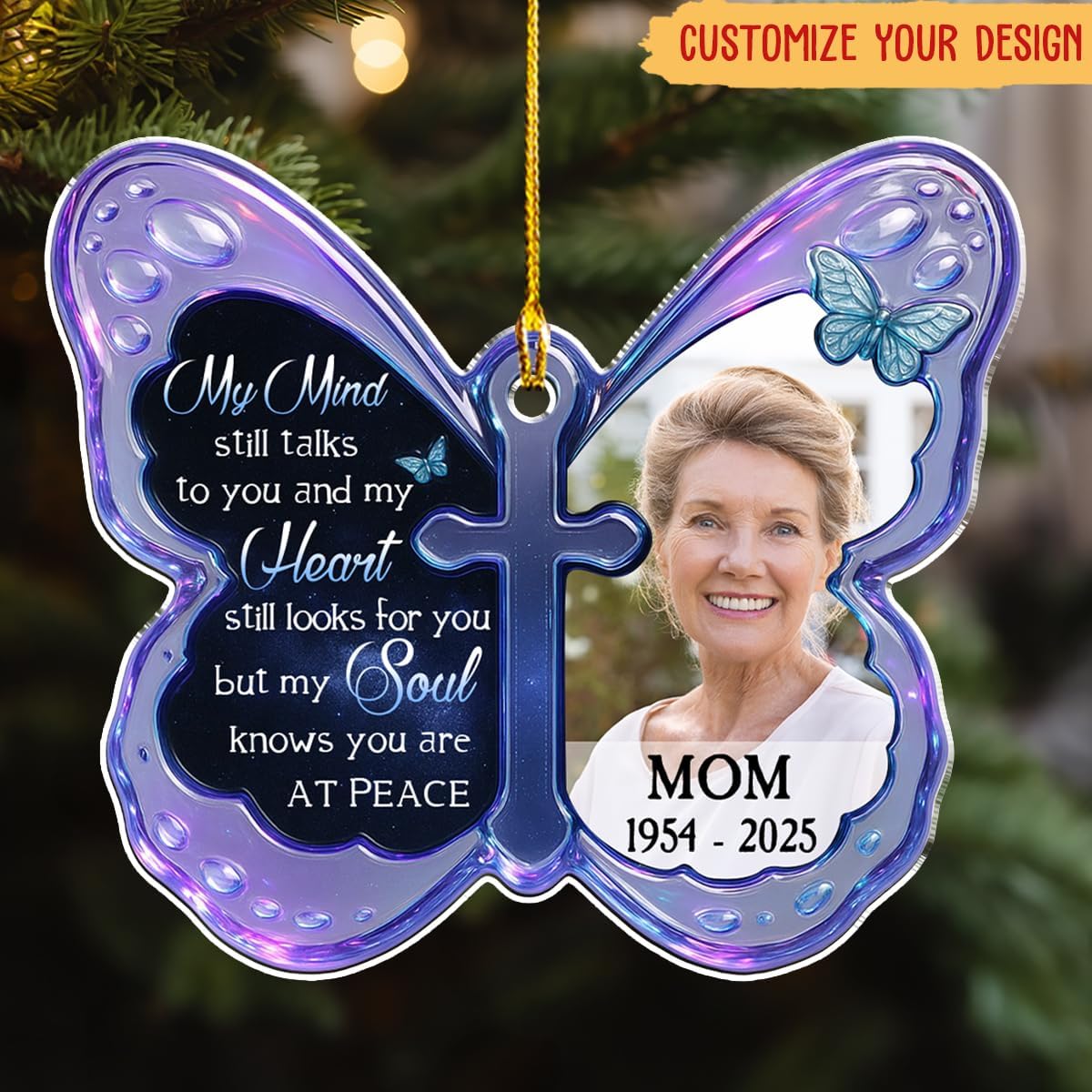Personalized at Peace Acrylic Ornament – Memorial Gift for Loved Ones, Custom Keepsake for Remembering The Deceased
