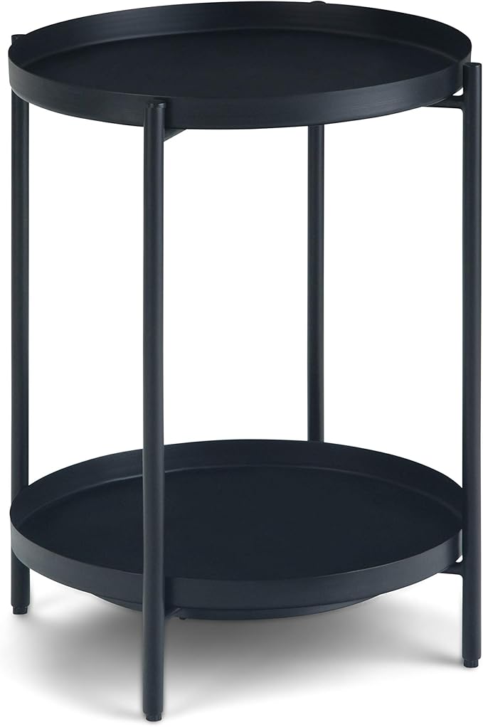 SIMPLIHOME Monet Industrial 17 inch Wide Metal End Table in Black for the Living Room and Bedroom
