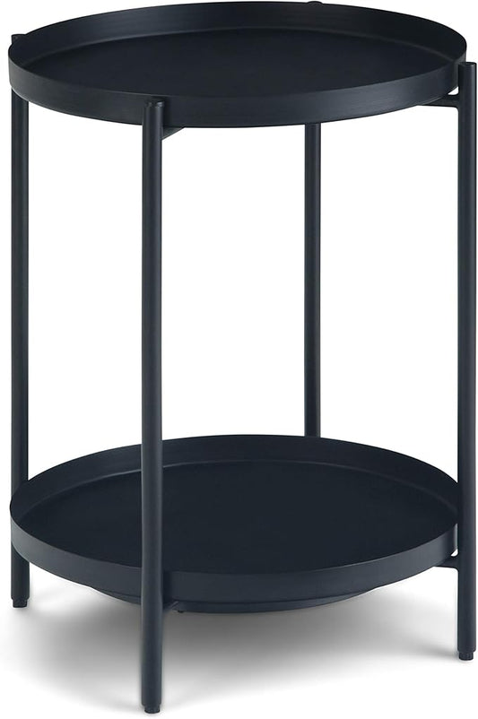 SIMPLIHOME Monet Industrial 17 inch Wide Metal End Table in Black for the Living Room and Bedroom