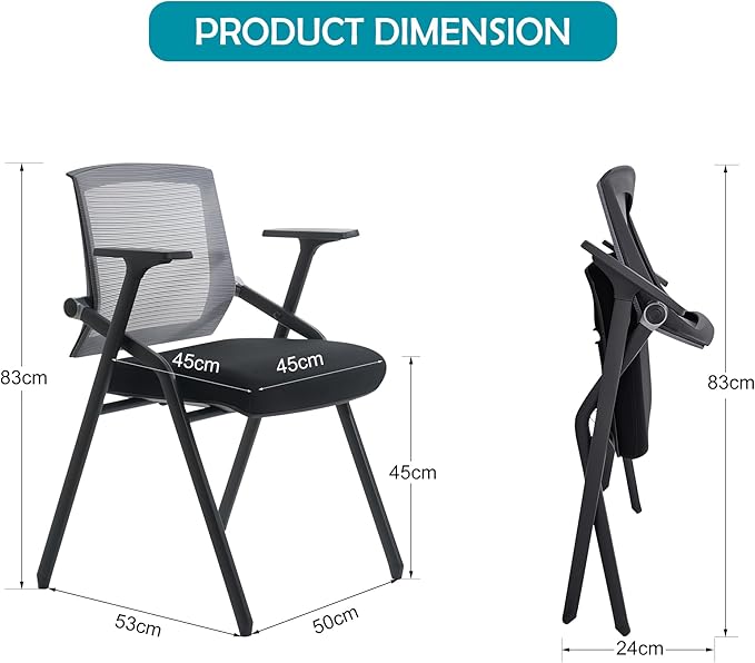 Conference Room Chairs, Folding Office Desk Chair with Lumbar Support and Sliding Armrest, Stackable Office Guest Chairs & Reception Chairs(8 Pack)