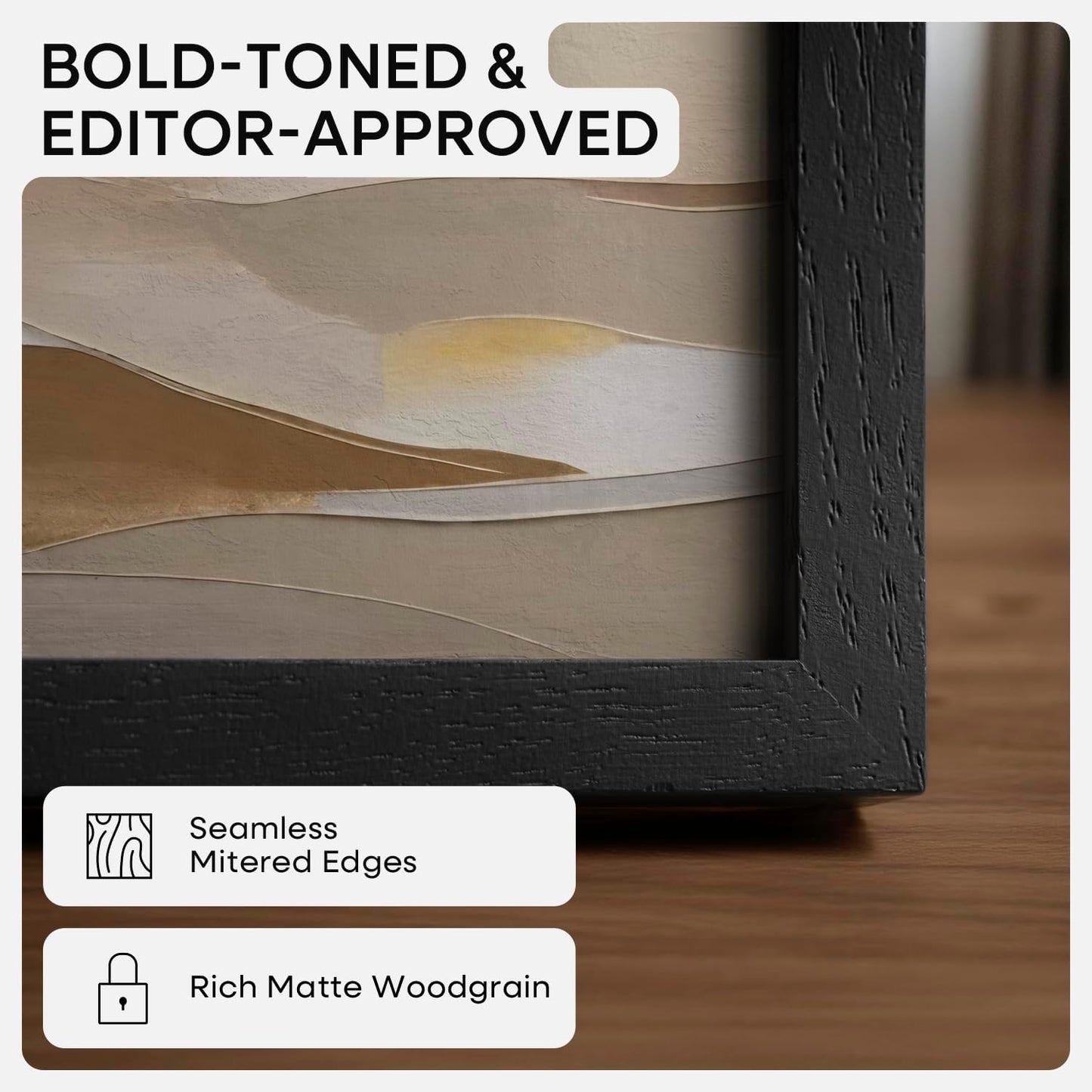 Homeforia 22x28 Poster Frame Black, High End Oak Wooden Picture Frame 22x28 with Mat 18x24, Tempered Glass, Wall Hook Included, Set of 1