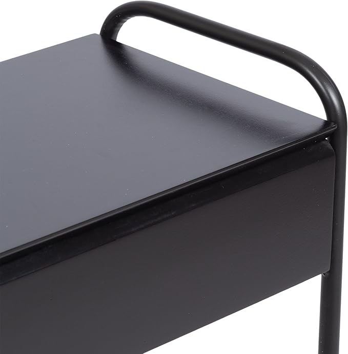 Kate and Laurel Kura Elegant Narrow Side Table, 19 x 9 x 26, Black, Modern Glam Slim Lift-Top Living Room End Table with Bottom Wire Rack for Entryway or Family Room Storage