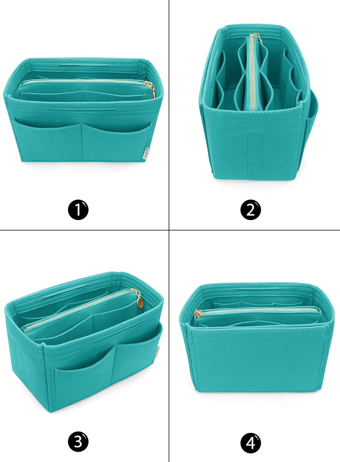 LEXSION Felt Purse Bag Organizer Insert with zipper Bag Tote Shaper Fit Speedy Neverful PM MM