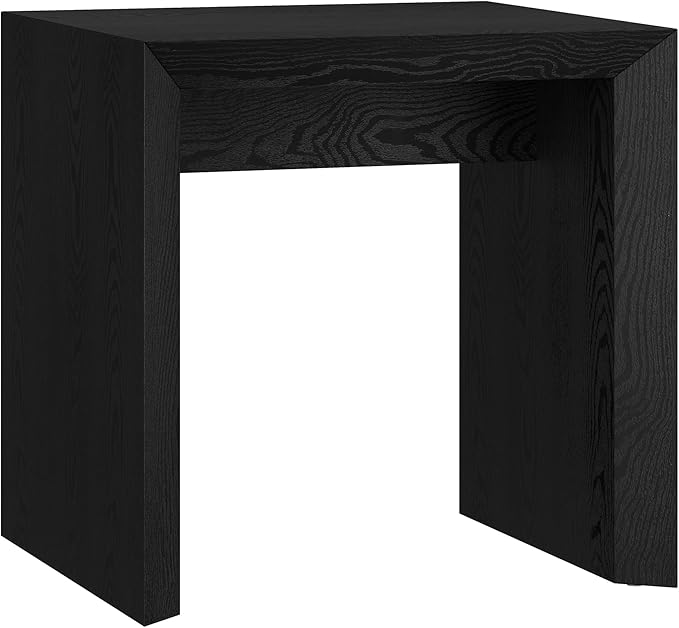 Henn&Hart 22" Wide Rectangular Side Table in Natural Black, for Home, Living Room, Bedroom, Entertainment Room, Office