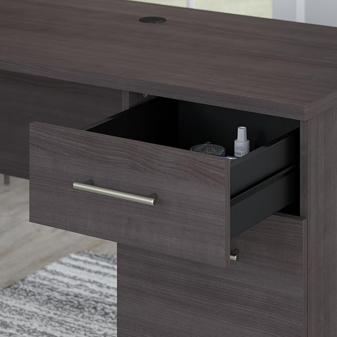 Bush Furniture 60-inch Home Office Desk with Drawers, Large Computer Table with Storage, Transitional Style, Somerset Collection, Storm Gray