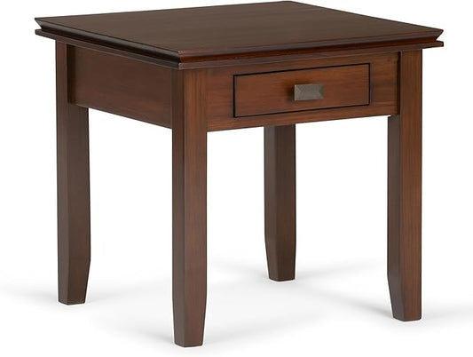 SIMPLIHOME Artisan SOLID WOOD 21 inch Wide Square Transitional End Side Table in Russet Brown for the Living Room and Bedroom