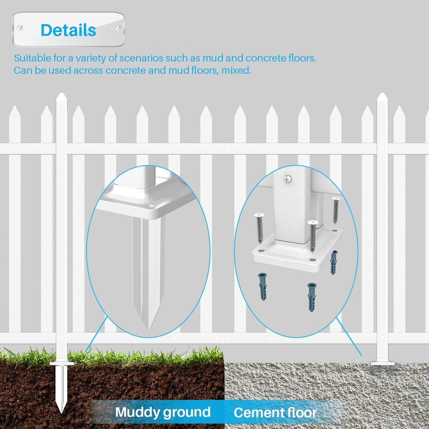 Patio 4 Sets Vinyl Picket Fence Panels 36" H x 84" W White PVC Decorative Fence for Front Yard Porch Patio Deck Pool Air Conditioner Fence Safety Dog Fence (34 Pickets, Straight)
