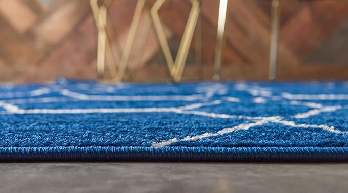 Unique Loom Trellis Frieze Collection Area Rug - Geometric (5' Square, Navy Blue/ Ivory)
