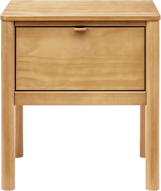 Babyletto Bondi Assembled Nightstand for Kids Bedroom - GREENGUARD Gold Certified Modern Boho Bedside Table with Storage Drawer & Vegan Leather Pull - Versatile Wood Night Stand for Kids & Guest Rooms