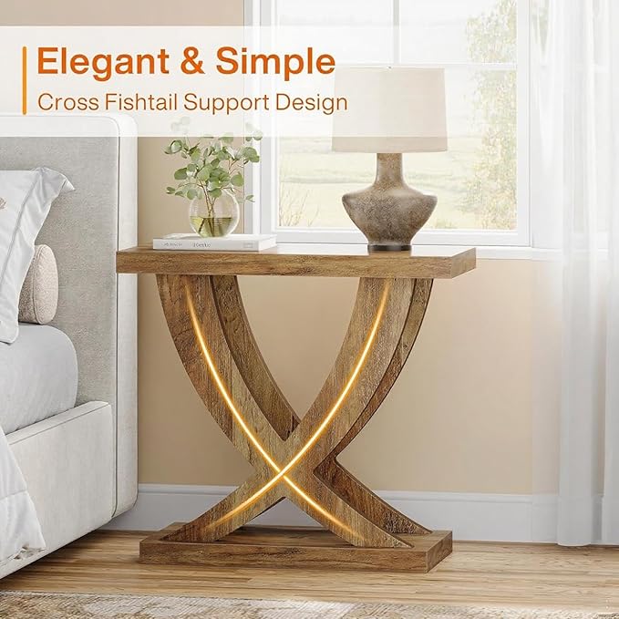 Tribesigns End Table for Living Room with Cross Fishtail Support Set of 2, Side Table and Farmhouse Accent Furniture for Small Spaces (2)