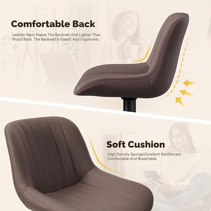 Nalupatio Bar Stools Set of 2, Adjustable Modern Swivel Bar Stools with Backs, Counter Height Performance Fabric Island Chairs for Home Kitchen, Dark Brown