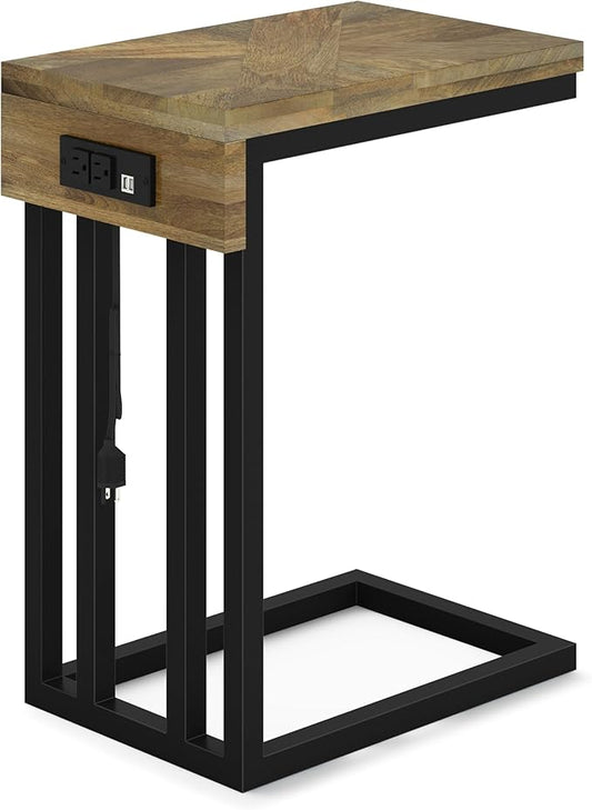 SIMPLIHOME Hayward Modern Industrial 19 inch Wide Metal Side Table in Natural, Fully Assembled for the Living Room and Bedroom
