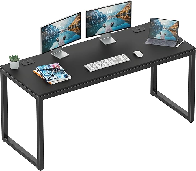 SHW 55-Inch Commercial-Grade Office Computer Desk, Black