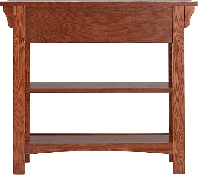 Leick Home Mission Impeccable Bookshelf, Solid Wood, 2 Drawers, 2 Shelves, Slatted Sides, Blackened Hardware, Easy Assembly, Russet Brown, 12 in D x 34 in W x 30 in H, Item 8261