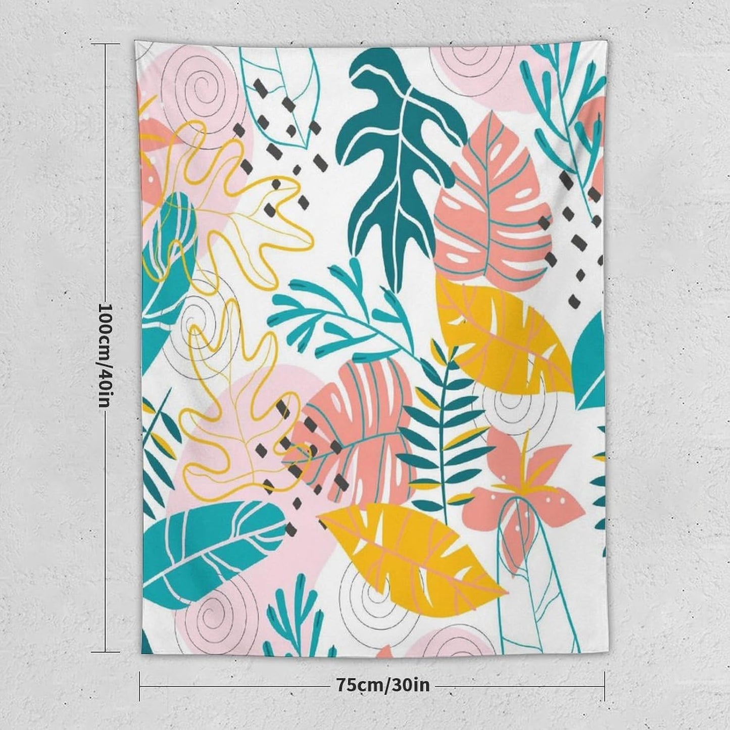 ICMOLYYENLO Tropical Green Leaves Tapestry, Exotic Leaves Beautiful Bedroom Wall Hanging, Floral Poster Blanket for Bedroom Living Room Dormitory Apartment 50x60 Inch