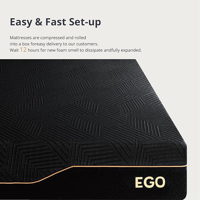 EGOHOME 14 Inch Twin XL Memory Foam Mattress for Back Pain, Cooling Copper Gel Bed in a Box, Foam Made in USA, CertiPUR-US Certified, Therapeutic Medium Firm,Daybed 38x80x14 Black