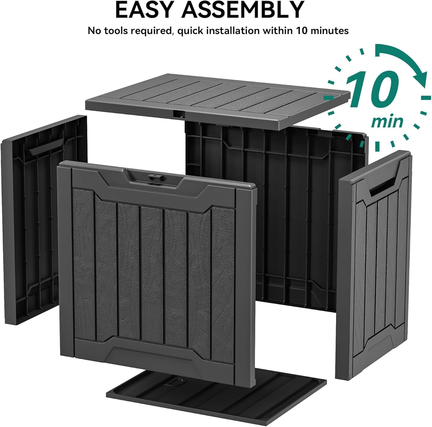 YITAHOME 31 Gallon Resin Deck Box Outdoor Storage Box and Waterproof Package Delivery Box with Lockable Lid for Patio Furniture, GardenTools, Pool Supplies, Black