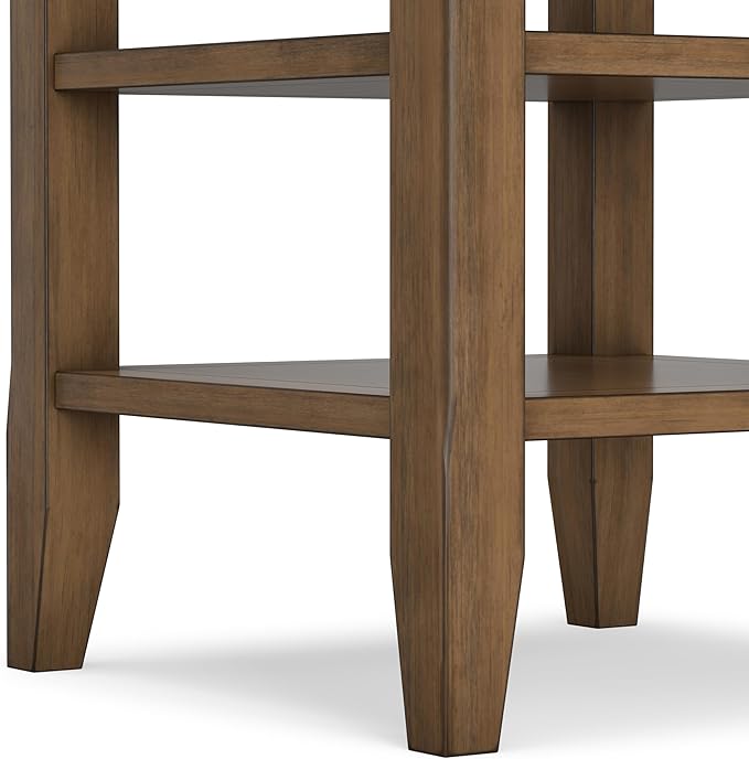SIMPLIHOME Acadian SOLID WOOD 19 Inch Wide Square Transitional End Table in Rustic Natural Aged Brown, For the Living Room and Bedroom