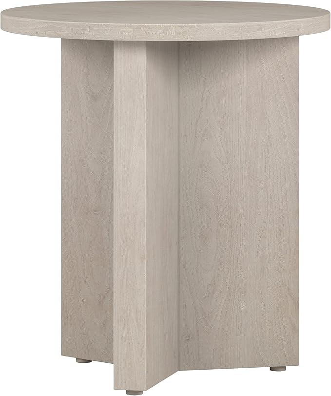 Henn&Hart 20" Wide Round Side Table in Alder White, for Home, Living Room, Bedroom, Entertainment Room or Office