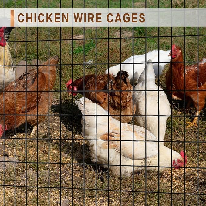 Tongmo 4 ft x 50 ft Black PVC Coated Welded Wire Fence, 16GA Garden Chicken Wire Fence Roll, Mesh Size 2" x 4" Hardware Cloth, Ideal for Yard Protection and Poultry Netting