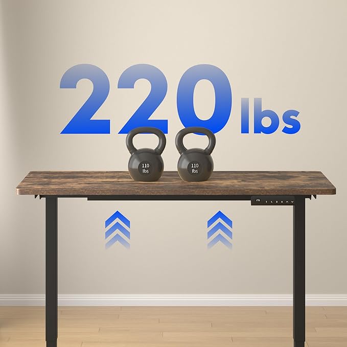 FLEXISPOT E3 Dual Motor Electric Standing Desk 48x30 Inch Whole-Piece Board Height Adjustable Electric Sit Stand Desk (Black Frame + Special Walnut Desktop, 2 Packages)