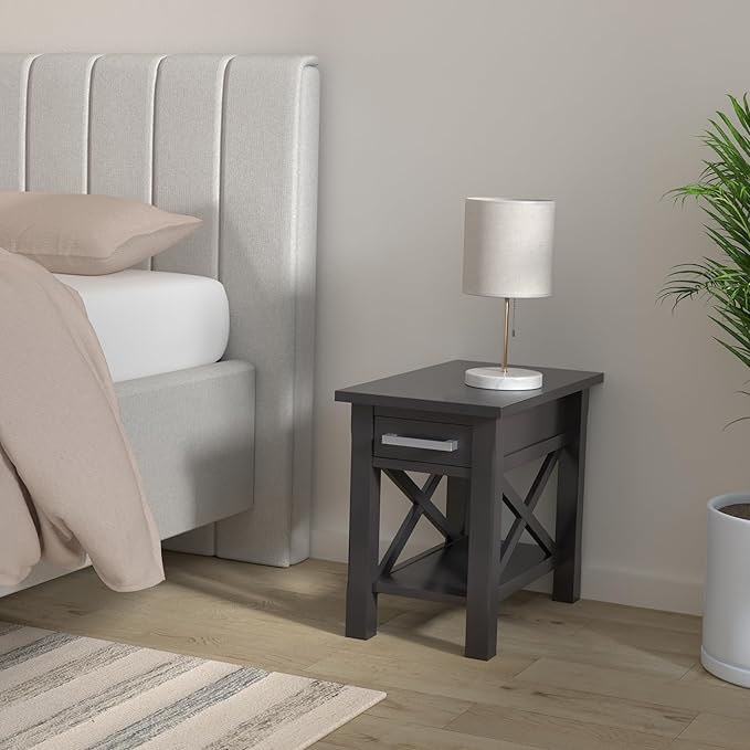 SIMPLIHOME Kitchener SOLID WOOD 14 inch Wide Rectangle Contemporary Narrow Side Table in Hickory Brown for the Living Room and Bedroom