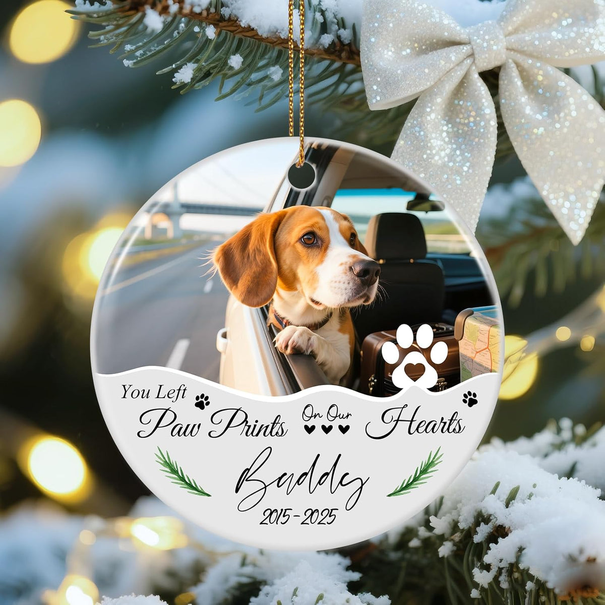 Custom Dog Memorial Gifts, Personalized Pet Memorial Ornament, Ceramic Christmas Ornaments 2025, Sympathy Keepsake Gift for Loss of Loved One, Dog Lover Gifts