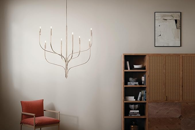 KICHLER Livadia 8-Light Chandelier, Soft Modern-Light in Polished Nickel, for Foyer, Great Room, or Vaulted Dining or Bedroom (47.75" x 47.75"), 52675PN