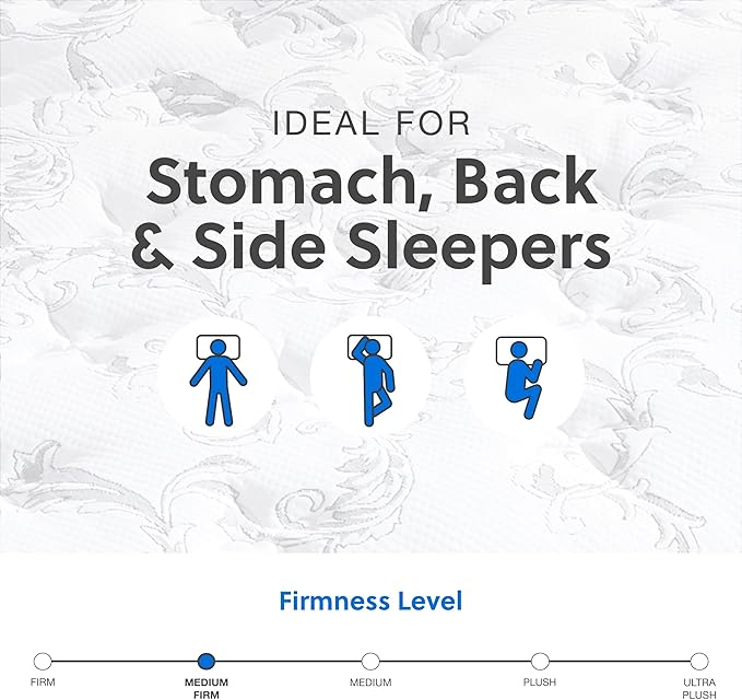 Signature Design by Ashley Twin Size Chime 10 Inch Medium Firm Hybrid Mattress with Cooling Gel Memory Foam for Pressure Relief, Fiberglass Free, Mattress In A Box