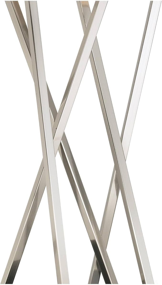 Possini Euro Design Modern Table Lamp 30" Tall Brushed Nickel Silver Open Asymmetry Metal White Linen Rectangular Box Shade for Bedroom Living Room House Home Bedside Nightstand Office Kids Family