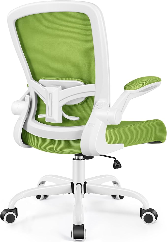 FelixKing Office Chair, Ergonomic Desk Chair Breathable Mesh Chairs Adjustable High Back Lumbar Support Flip-up Armrests, Executive Rolling Swivel Comfy Computer Chairs Home Office Green