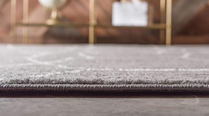 Unique Loom Trellis Frieze Collection Area Rug - Geometric (6' Square, Dark Gray/ Ivory)
