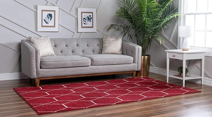 Unique Loom Trellis Frieze Collection Area Rug - Geometric (2' x 3' 1", Red/ Ivory)